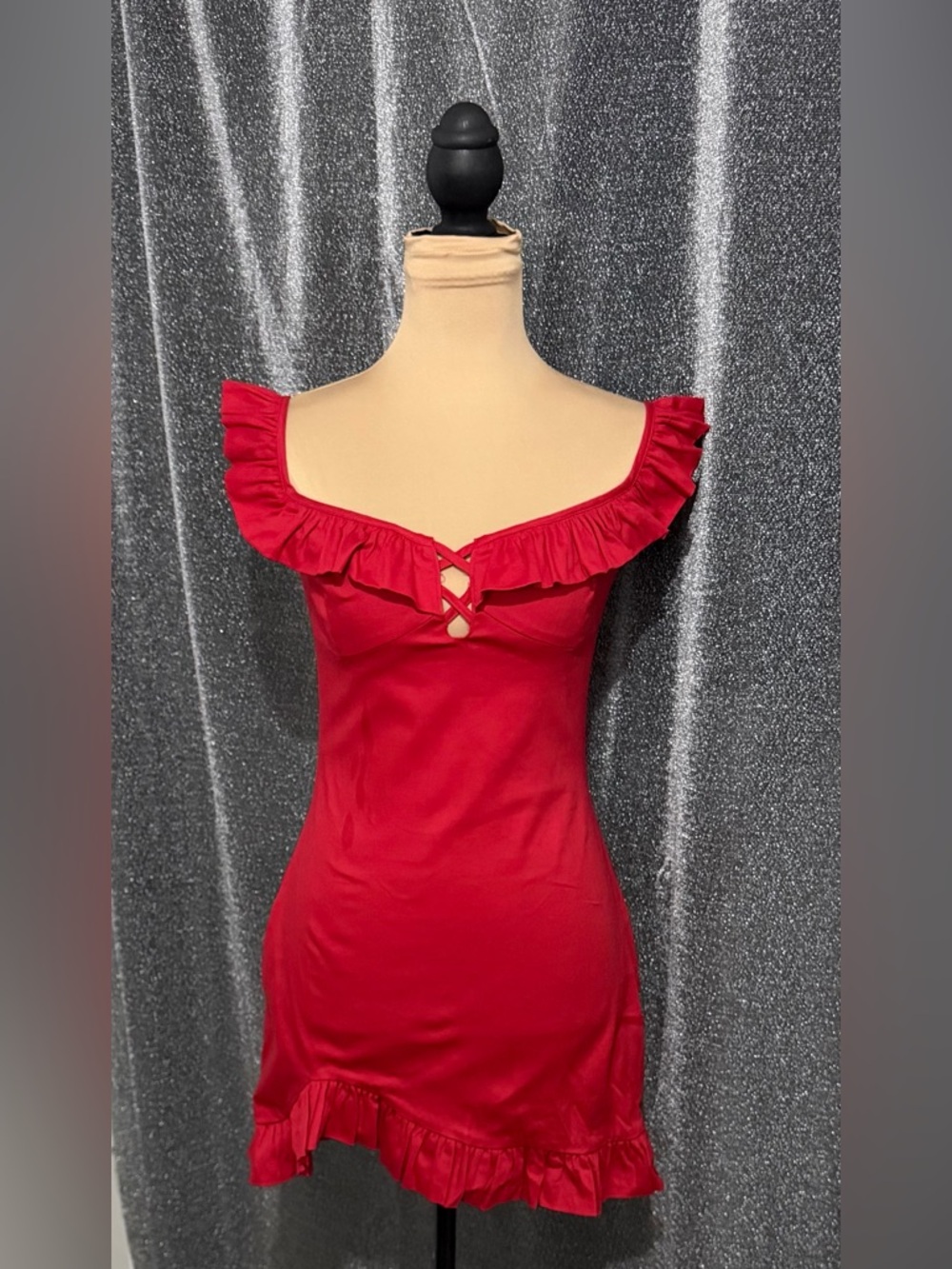 Princess Polly Red Ruffle Off-Shoulder Mini Dress